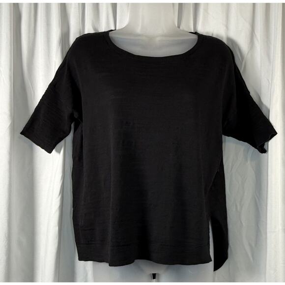 Ann Taylor Loft Cotton Blend Hi-Low Top Black S Casual Breathable 88-09 - Picture 5 of 12
